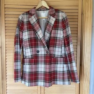 Double-breasted Red/White/Black  Plaid Blazer Size 4